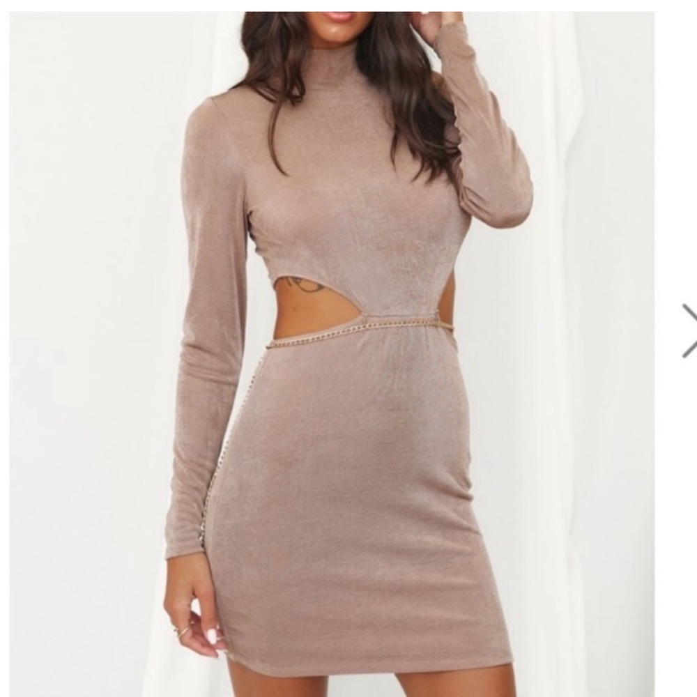 12 tribe tan dress with belly chain Small
